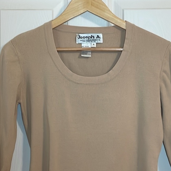 90s Vintage Joseph A. Aesthetic 3/4 sleeve Top, beige, tan, medium - Picture 2 of 4